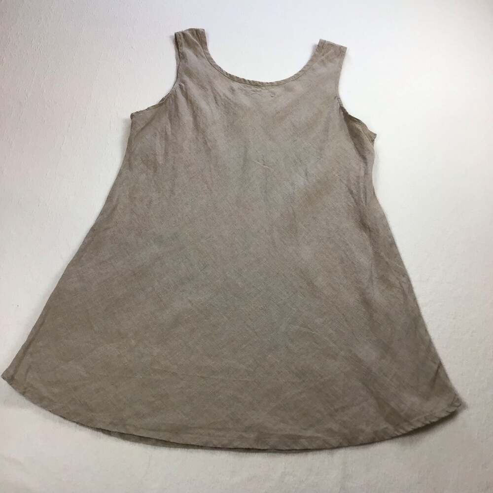 FLAX 100% Fundamental Linen Scoop Neck Tank Top Small Putty - Picture 9 of 9